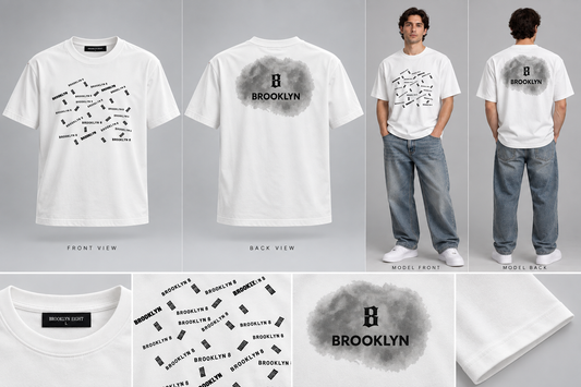 White T-shirt with Brooklyn logo print on chest