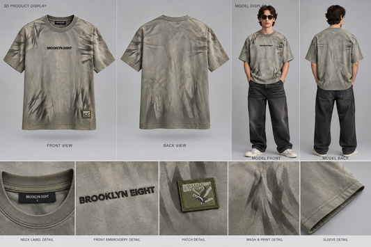 Distressed washed graphic T-shirt with crew neck and patch detail